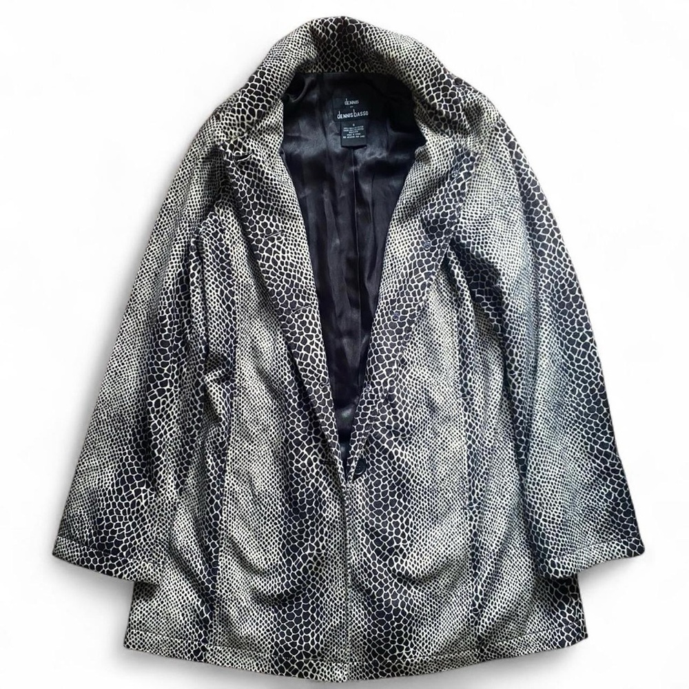 dennis basso Black & White Skake Skin Patterened Jacket Vintage